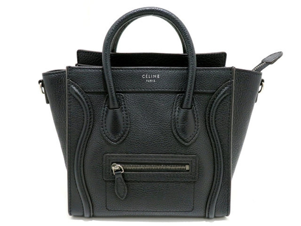 Celine Bag Handbag Luggage Embossed Black